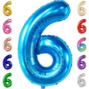 KatchOn, Giant Blue Number 6 Balloon - 40 Inch | 6th Birthday Balloon for 6th Birthday Decorations | 6 Balloons for Birthday | Six Balloon Number | 6 Year Old Balloon for 6 Year Decorations